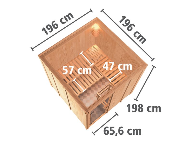 Domácí sauna Karibu Rodin s rozměry stěn