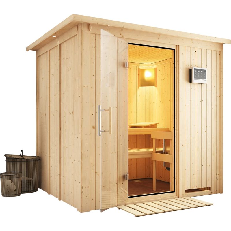 Domácí finská sauna Karibu Sodin s proutěným košem